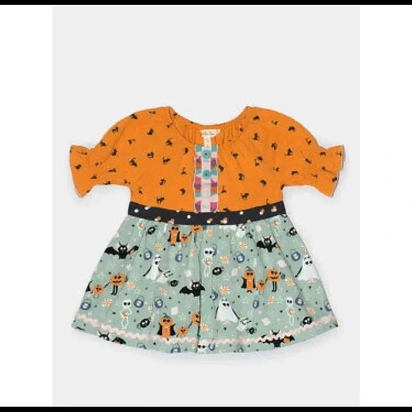 Matilda Jane Fa-Boo-Lous Tunic Retro Black Cat Bats Pumpkins 30126T Size…